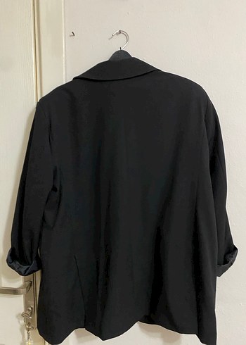 s Beden Siyah Düğmeli Kadın Denim Blazer