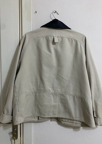 Pull and Bear Bej Deri Yaka Düğmeli Erkek Ceket