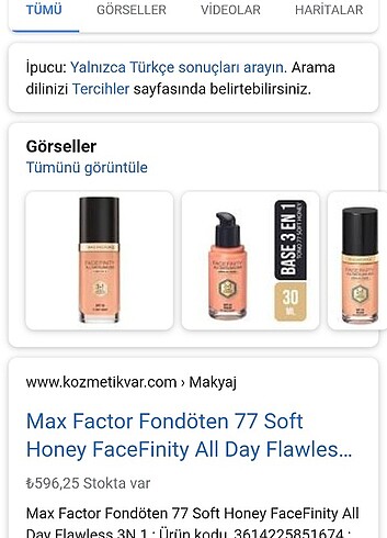 Beden Renk Orjinal maxfactor fondoten barkotu okutun anlasilir