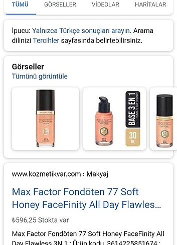  Beden Renk Orjinal maxfactor fondoten barkotu okutun anlasilir