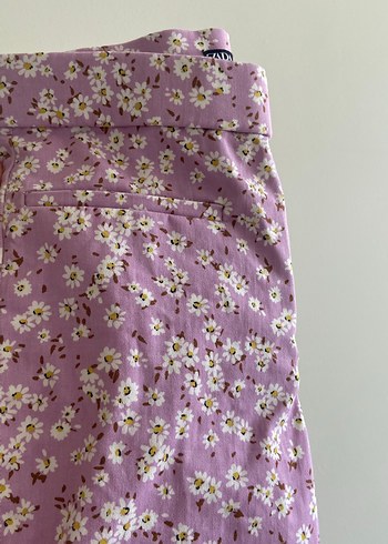 Zara Düğmeli Mor Çiçekli Kadın Kumaş Pantolon