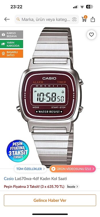 Casio la670wa-4df Kadın kol saati