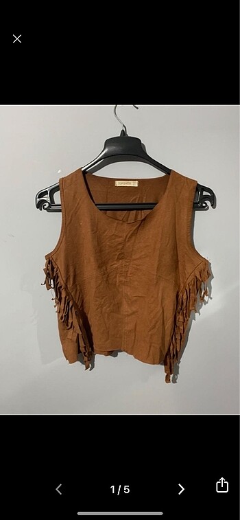Topshow Taba Süet Crop Tshirt