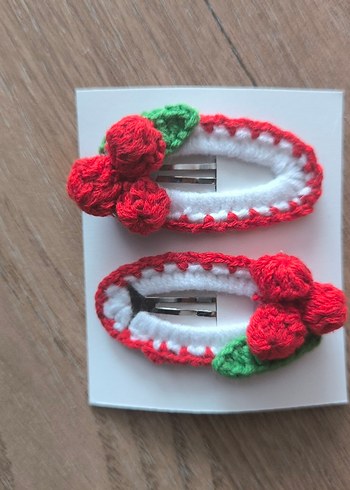 Örgü Pembe Çocuk Toka Seti ikili takım - Görsel 3