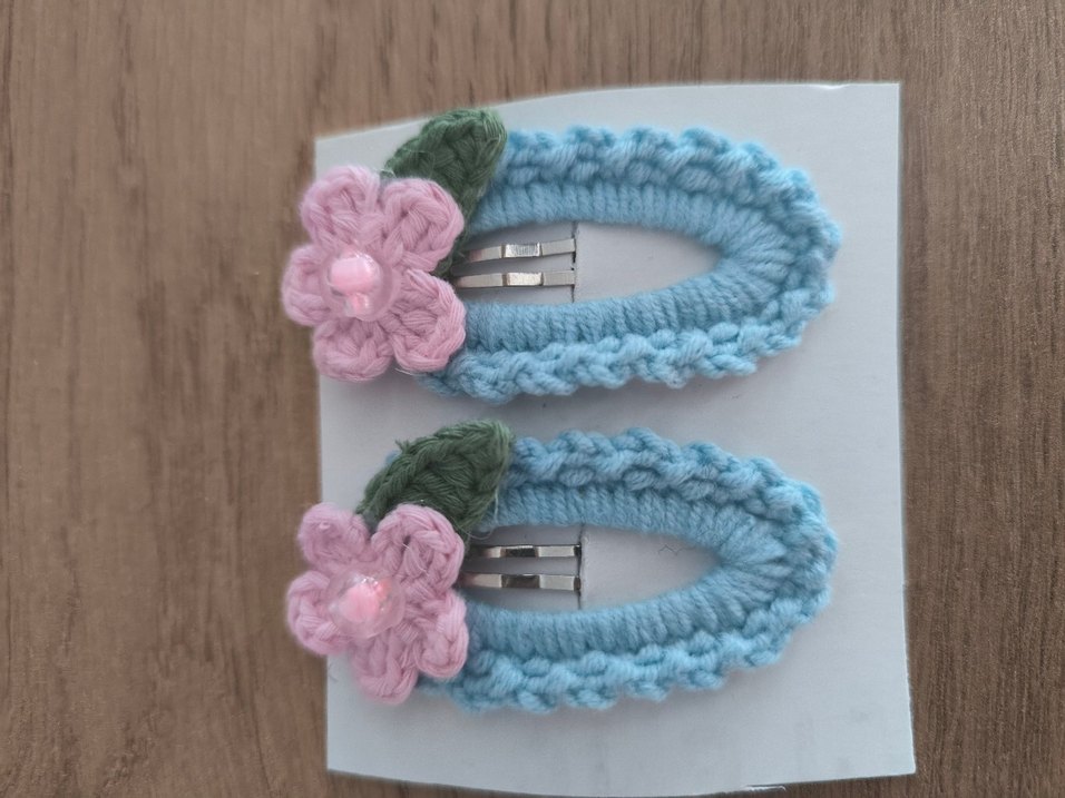 Örgü Pembe Çocuk Toka Seti ikili takım - Görsel 2