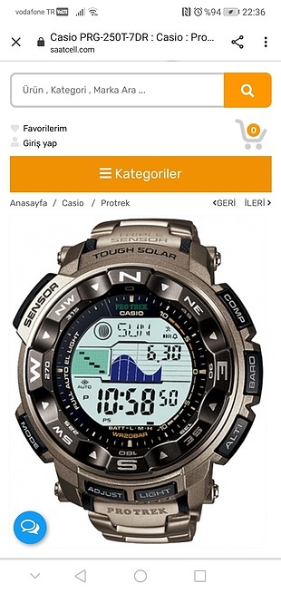 diğer Beden gri Renk Casio saat PRG 250 T