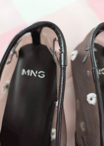 Mango Kahverengi Çiçek Desenli Topuklu Kadın Babet