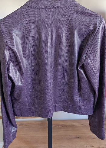 Mor Kadın Deri Biker Ceket zara - Görsel 8
