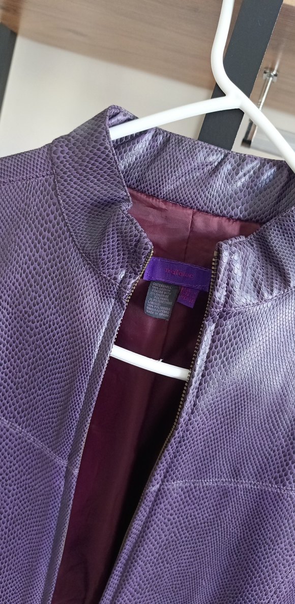 Mor Kadın Deri Biker Ceket zara - Görsel 2