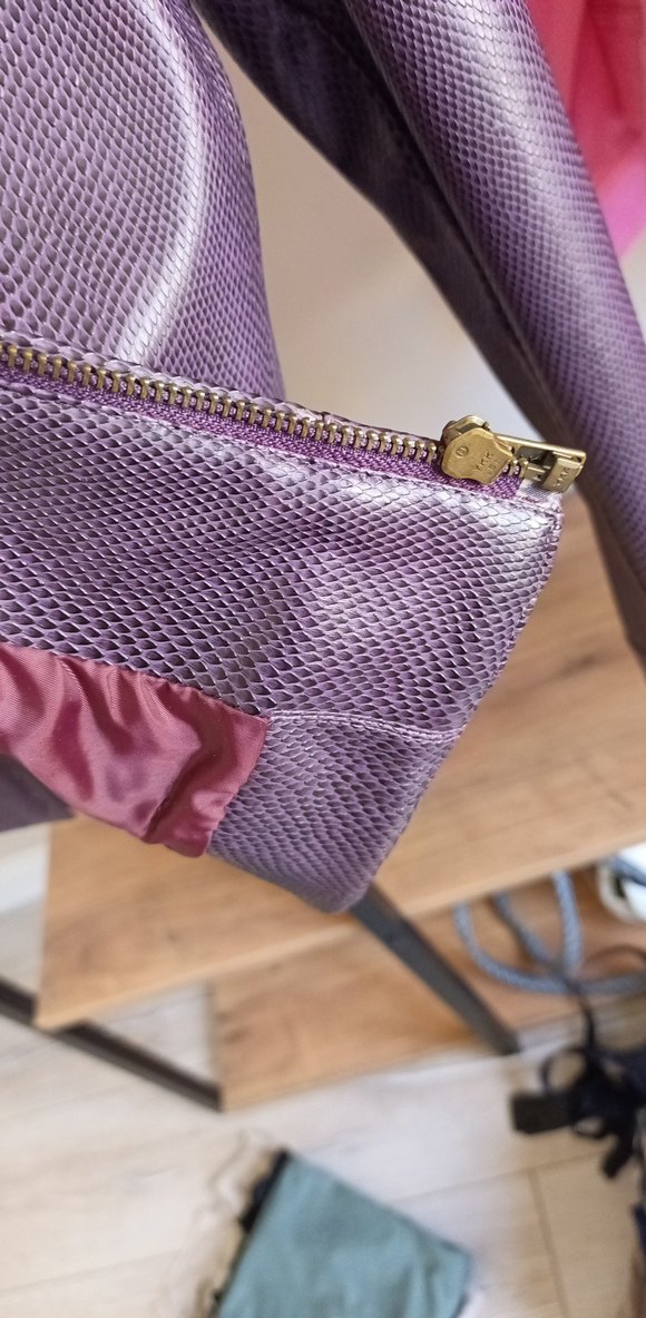 Mor Kadın Deri Biker Ceket zara - Görsel 5