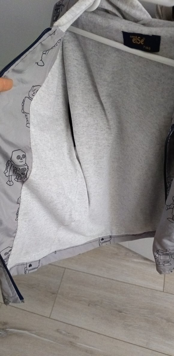 Gri Baskılı Fermuarlı Erkek Çocuk Yağmurluk - Görsel 4