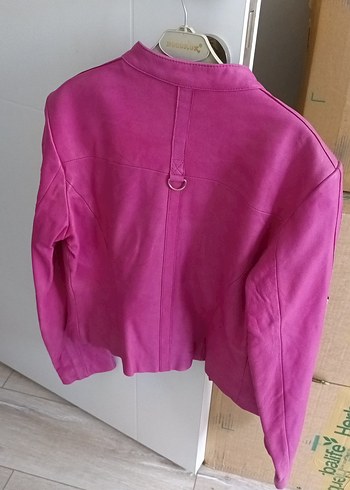 Danier Pembe Kadın deri  Fermuarlı Ceket - Görsel 5