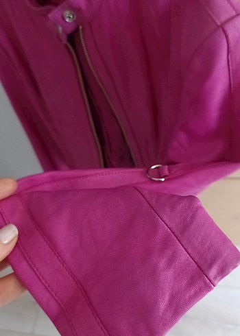 Danier Pembe Kadın deri  Fermuarlı Ceket - Görsel 4