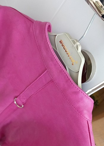 Danier Pembe Kadın deri  Fermuarlı Ceket - Görsel 6