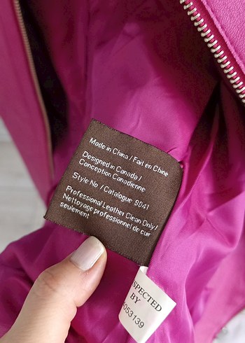 Danier Pembe Kadın deri  Fermuarlı Ceket - Görsel 10