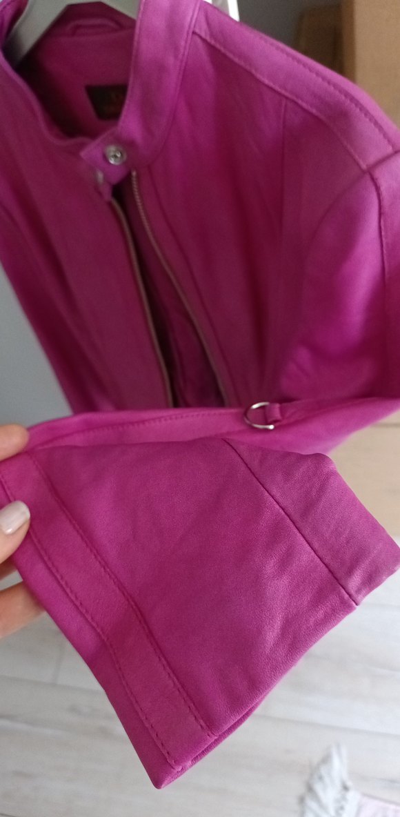 Danier Pembe Kadın deri  Fermuarlı Ceket - Görsel 4