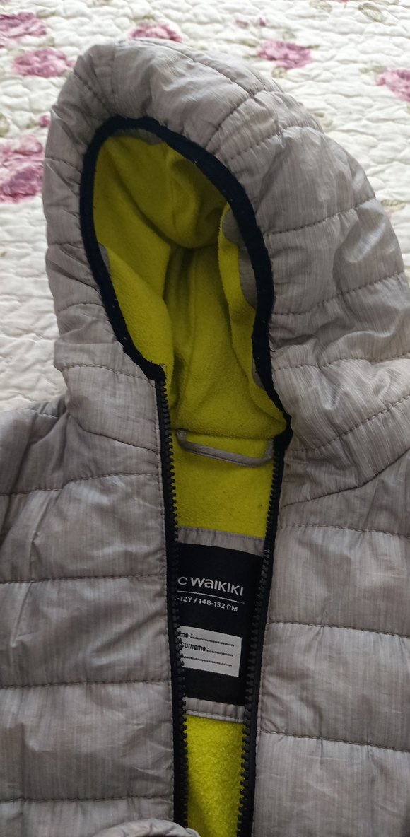 Gri Kapüşonlu erkek çocuk  Mont - Görsel 4