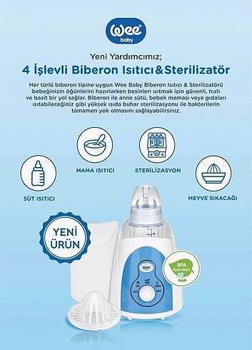 Wee Baby 4 Islevli Biberon Isitici & Sterilizatör - Görsel 6