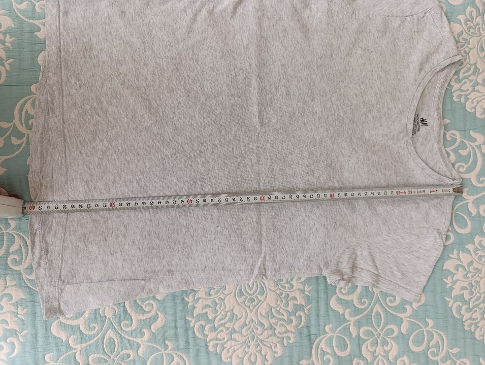 H&M Gri Melanj Bisiklet Yaka Tişört — görsel 6/6