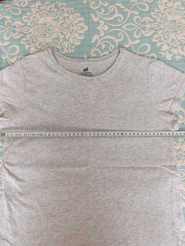 H&M Gri Melanj Bisiklet Yaka Tişört — görsel 5/6