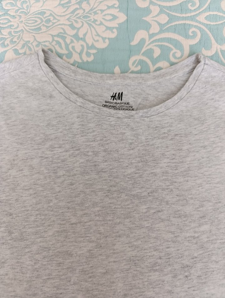 H&M Gri Melanj Bisiklet Yaka Tişört — görsel 2/6