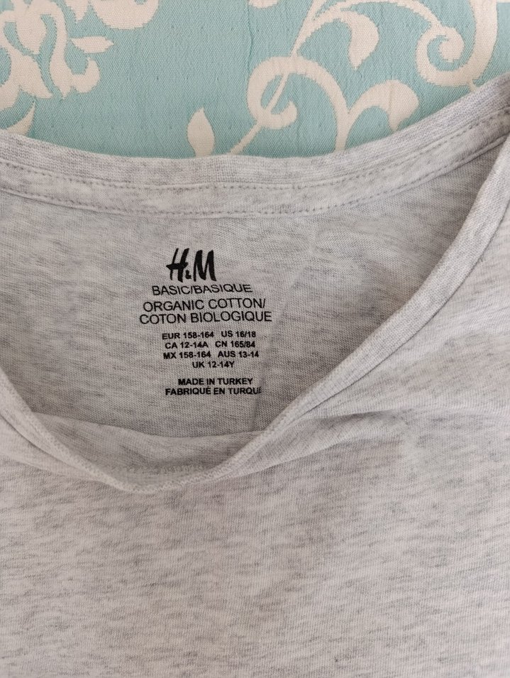 H&M Gri Melanj Bisiklet Yaka Tişört — görsel 3/6