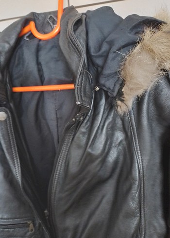 Kürklü Deri Kadın Biker Ceket
