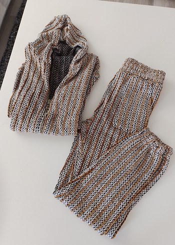 Kapüşonlu Örgü Bohem iki takim - Görsel 8