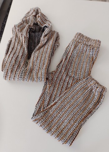 Kapüşonlu Örgü Bohem iki takim - Görsel 7