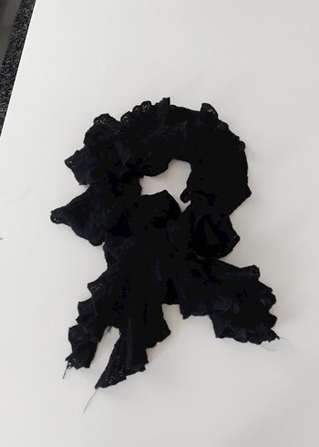 Fırfırlı Siyah triko Gotik Şal - Görsel 7