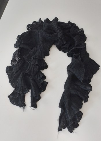 Fırfırlı Siyah triko Gotik Şal - Görsel 8
