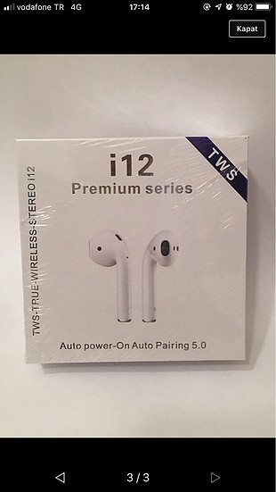 AirPods Bluetooth Kulaklık i12 Beyaz (SIFIR)