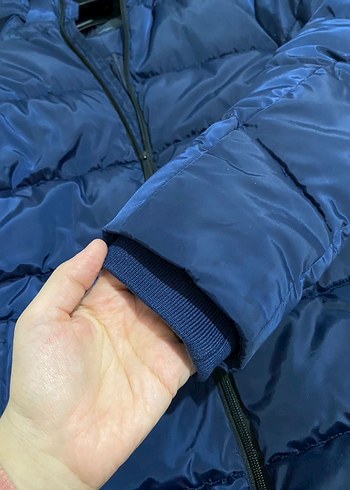 Kadın Lacivert Kapüşonlu Kış Montu - Görsel 3