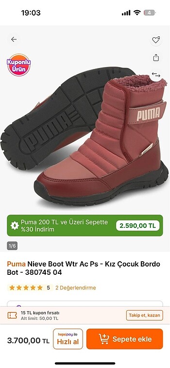 Puma kız çocuk botu - Görsel 5