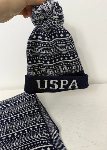 USPA Nakışlı Erkek /kadın (unisex)Bere ve Atkı Seti - Görsel 2