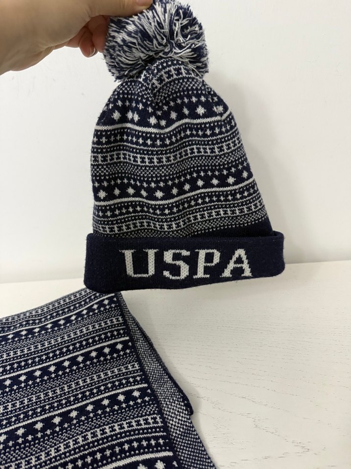 USPA Nakışlı Erkek /kadın (unisex)Bere ve Atkı Seti - Görsel 2