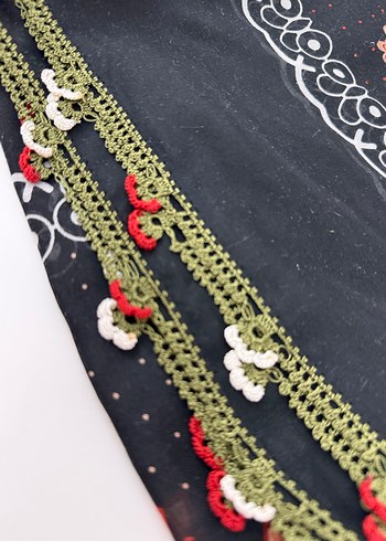 Dantel Detaylı Çok Renkli Bohem Kadın Fuları - Görsel 2