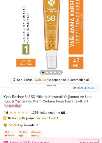 Yves Rocher Solaire Yüz Bakımı güneş kremi  SPF 50+ - Görsel 5