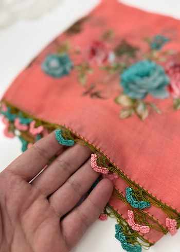 Dantel Detaylı Renkli Bohem Kadın eşarp - Görsel 2