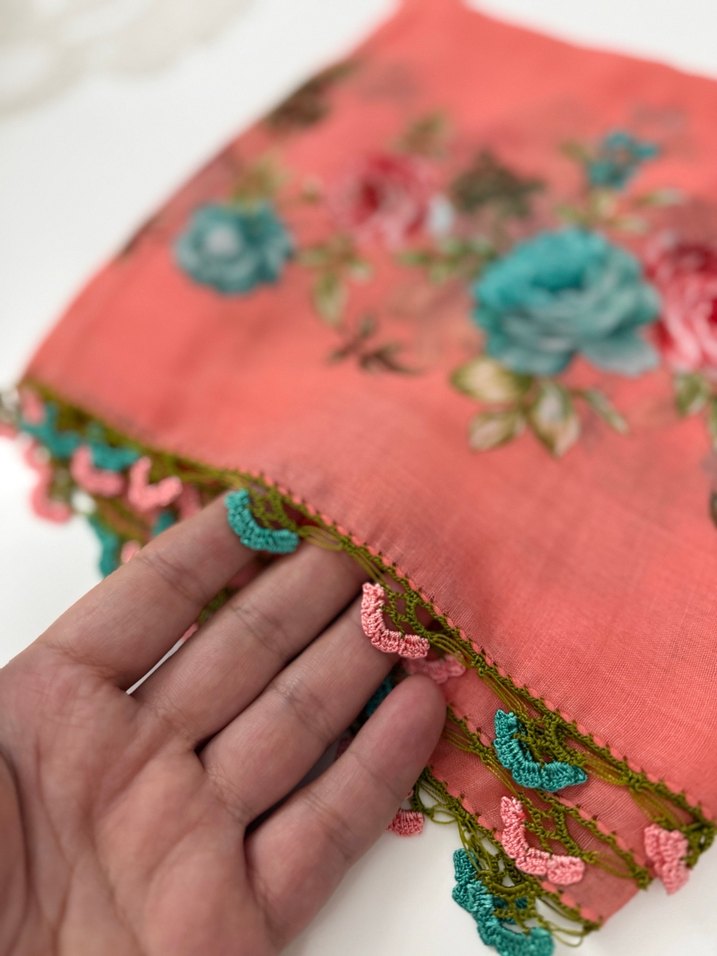 Dantel Detaylı Renkli Bohem Kadın eşarp - Görsel 2