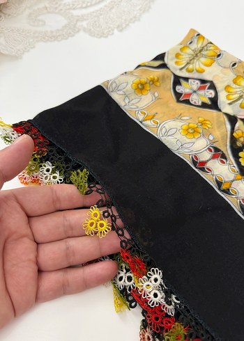 Dantel Detaylı Çok Renkli Bohem Kadın eşarp - Görsel 2