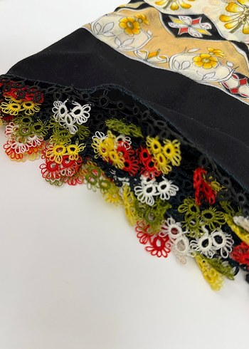 Dantel Detaylı Çok Renkli Bohem Kadın eşarp - Görsel 3