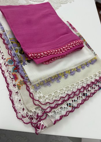 Dantel Detaylı Renkli Kadın eşarp tülbent 3 lü - Görsel 2