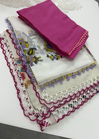 Dantel Detaylı Renkli Kadın eşarp tülbent 3 lü - Görsel 3