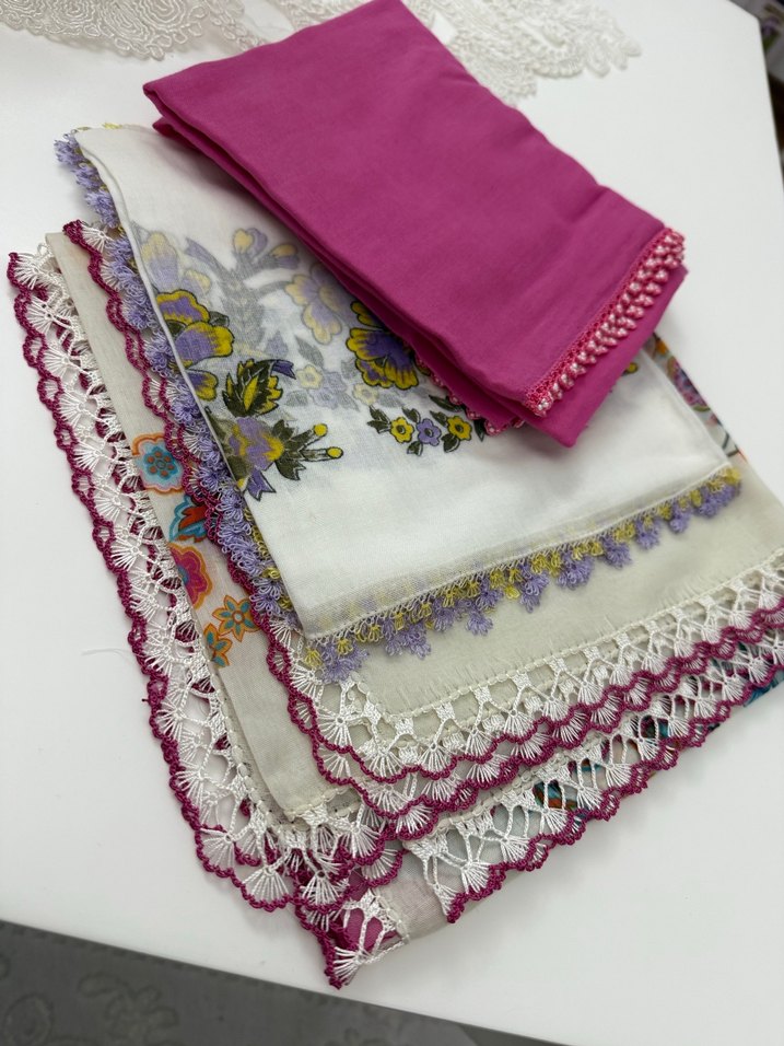 Dantel Detaylı Renkli Kadın eşarp tülbent 3 lü - Görsel 3