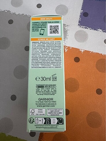 Beden Renk Garnier C Vitamini Parlak Süper Aydinlatici Serum 30ml