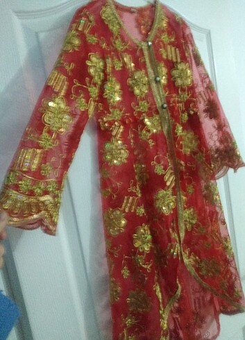 Tasarımcı Özel dikim pullu sırma işli kaftan