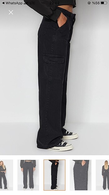 40 Beden Siyah wide leg jeans