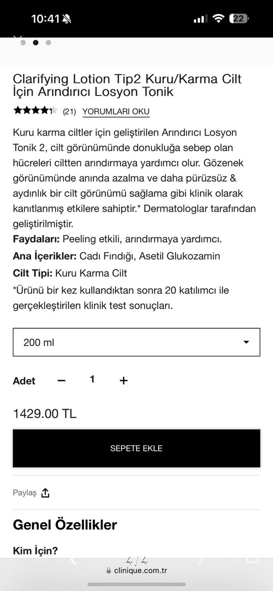 Clinique Clarfyng Lotion Kuru/Karma Cilt arındırıcı Losyon Tonik - Görsel 4