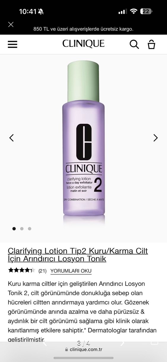 Clinique Clarfyng Lotion Kuru/Karma Cilt arındırıcı Losyon Tonik - Görsel 3